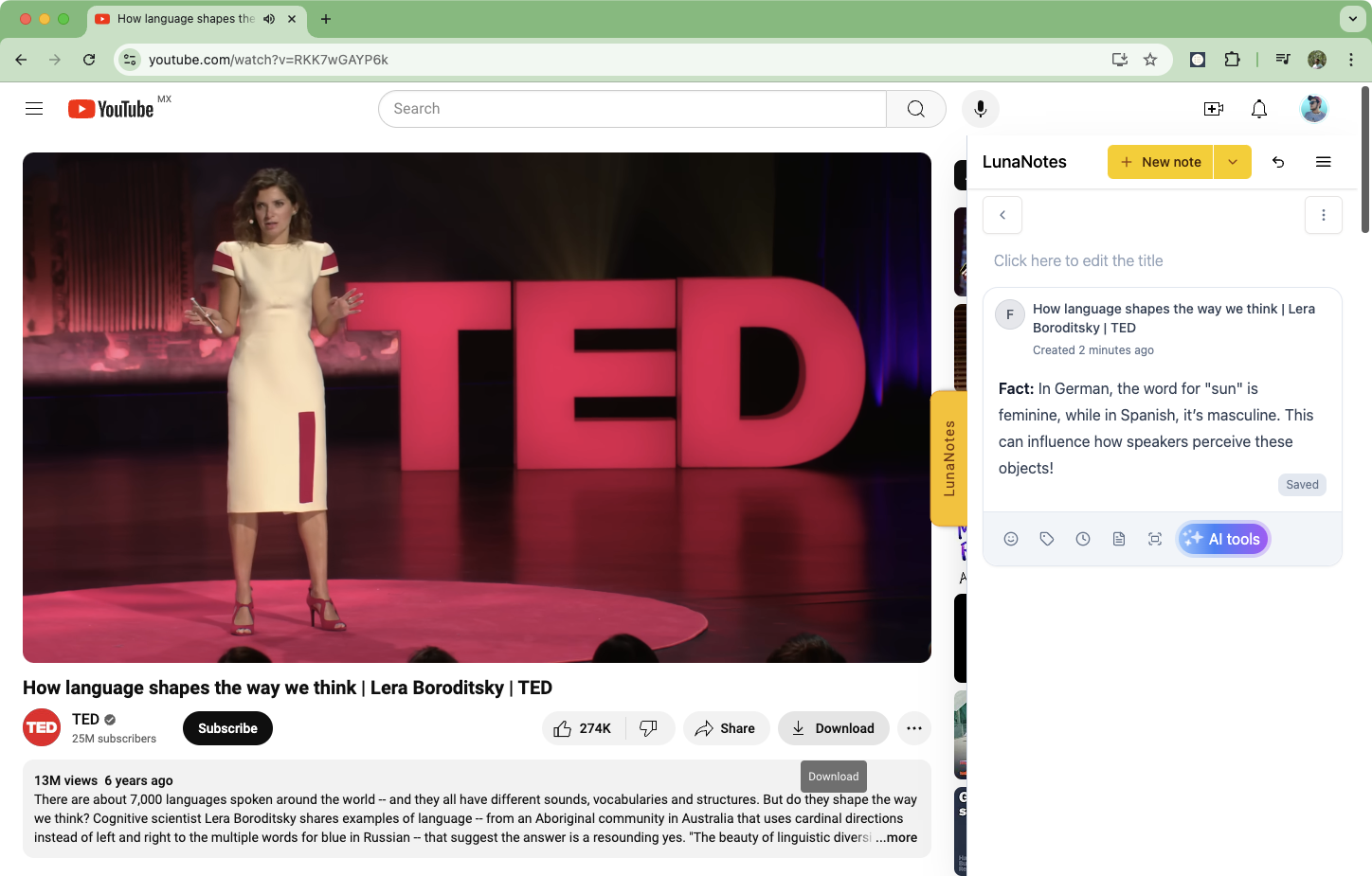 LunaNotes Light Mode Interface - Best YouTube note-taking and video summarizer solution